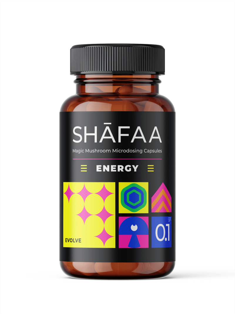 Shafaa Evolve Magic Mushroom Mikrodosering Energiblandning Kapslar